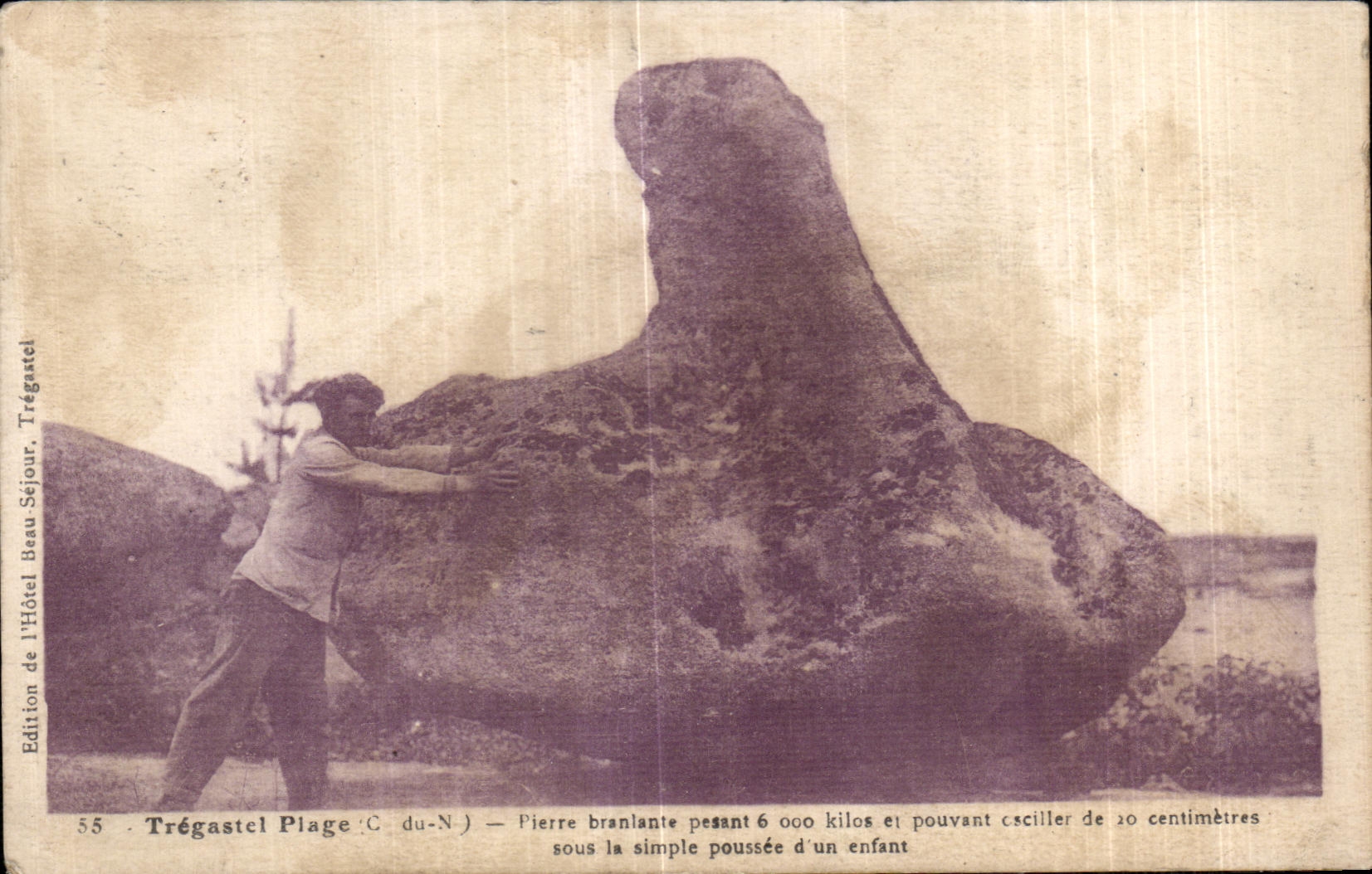 Trégastel Beach — Schaukelstein mit 6.000 Kilogramm Gewicht und 20 Zentimeter Schwingungsbereich — Édition de l'Hôtel Beau-Séjour, Trégastel