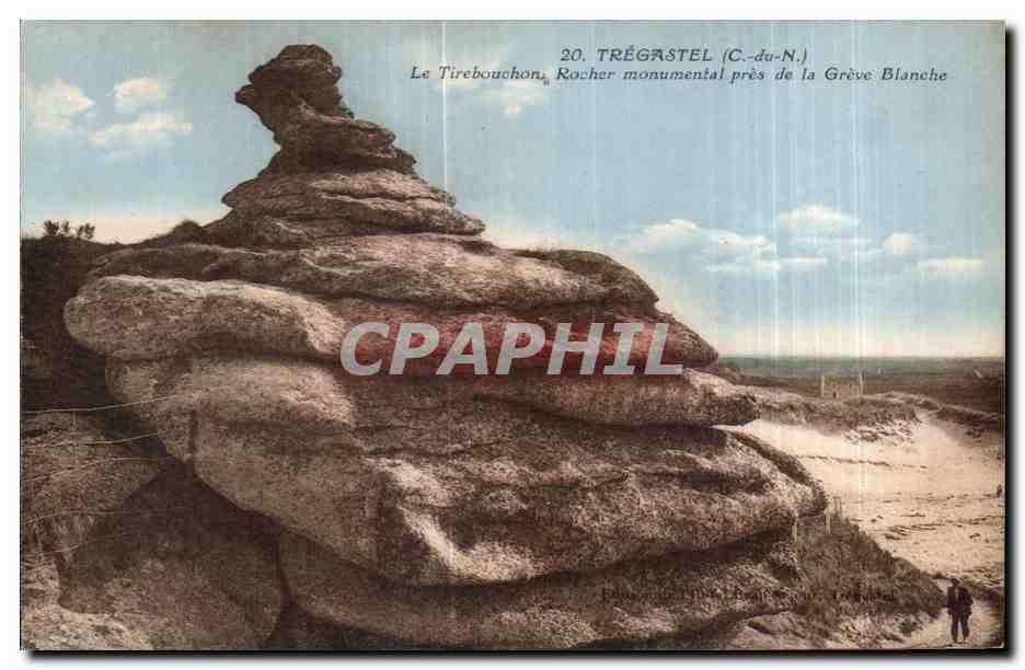 Trégastel (C.-du-N.) — Le Tirebouchon, rocher monumental près de la Grève Blanche — n°20