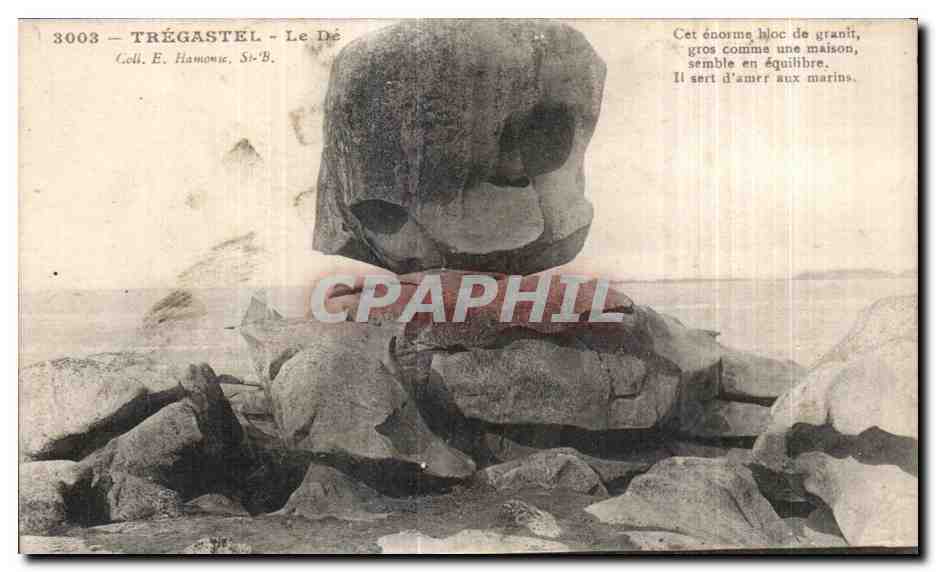 Trégastel - Le Dé — Bloc de granit équilibre — Coll. E. Hamonie, St-B.