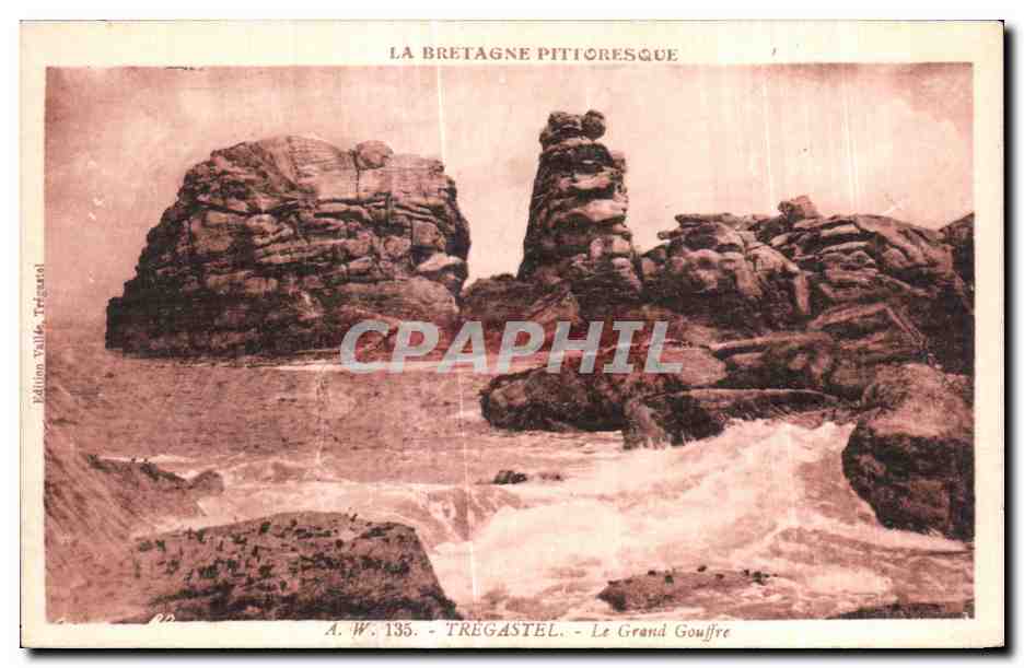 TREGASTEL — Le Grand Gouffre — A.W. 135 — Édition Vallée, Trégastel