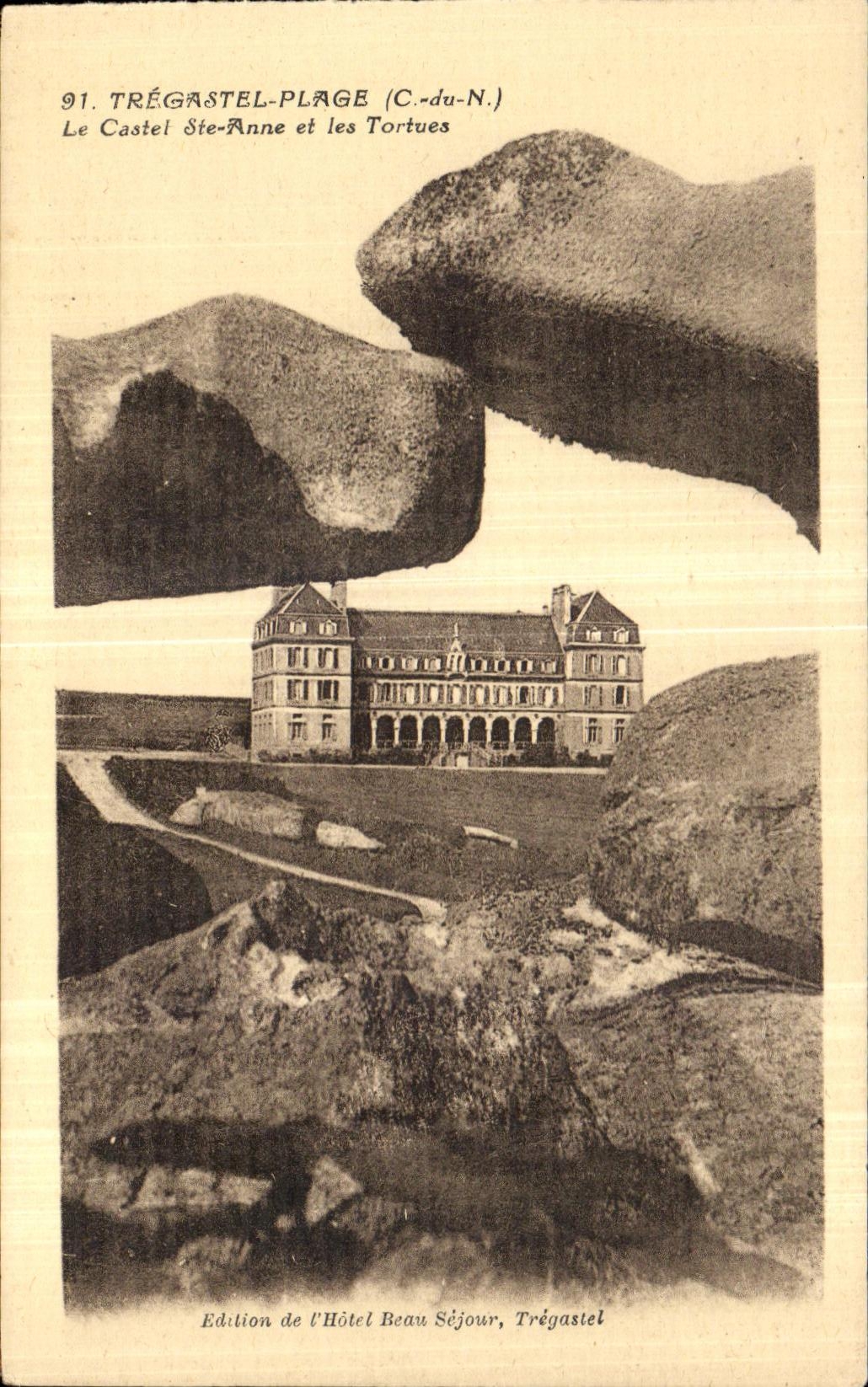Trégastel-Plage (C.-du-N.) — Le Castel Ste-Anne et les Tortues — Édition de l'Hôtel Beau Séjour, Trégastel