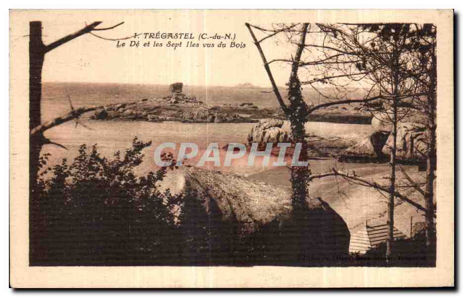 Trégastel (C.-du-N.) — Le Dé et les Sept Îles du Bois — Éditeur : Impr. G. Delaporte, Trégastel