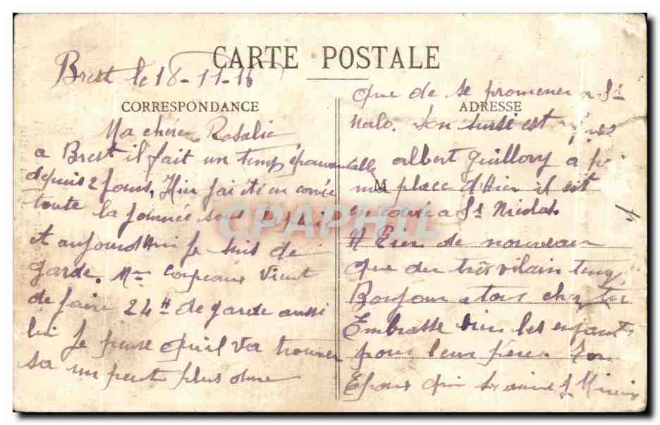 CPA Autour des lits Clos La Soupe du matin Folklore Costume — Rückseite