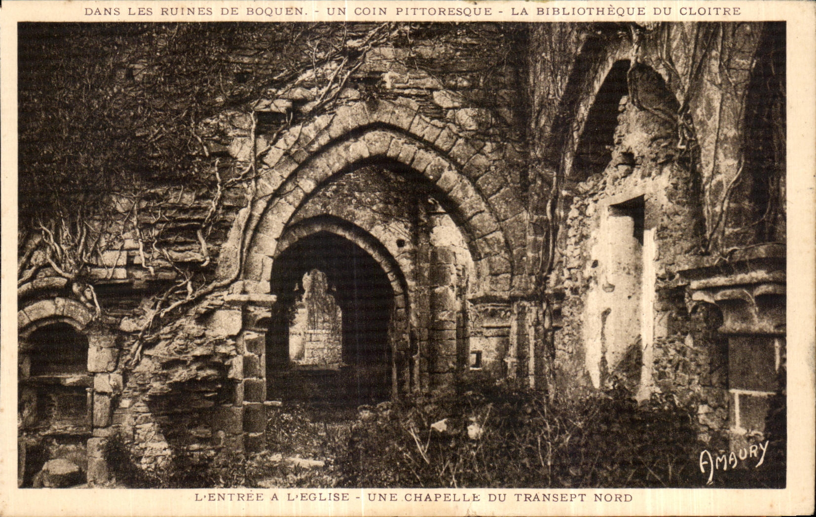 Ruines de Boquen - Un coin pittoresque - La bibliothèque du cloître - Amaury