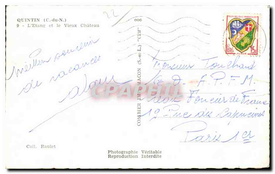CPA Quintin L Etang et le Vieux Chateau — Reverso