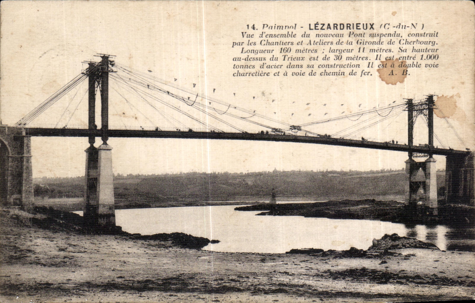 Paimpol - Lézardrieux (C.-du-N.) — Blick auf den neuen Hängbrücke — Chantiers et Ateliers de la Gironde de Cherbourg