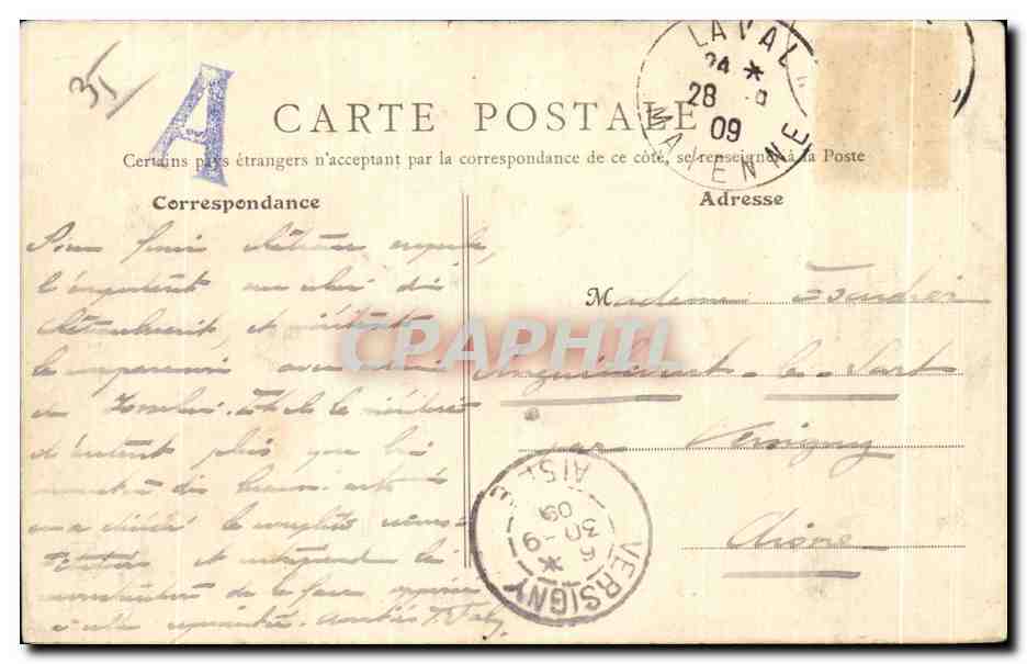 Vitré (Il-et-V.) - Le Château - Vue d'ensemble, place du Château — B. F. PARIS, n°55 — Rückseite