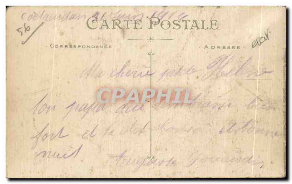 CPA Souvenir Du Camp De Coetquidan Militaria — Back