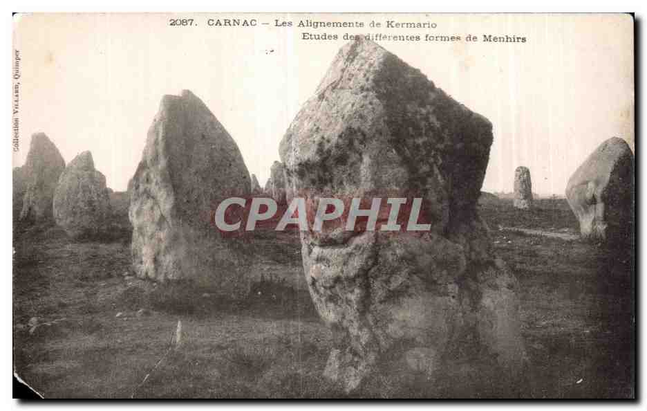 Carnac — Les Alignements de Kermario — Études des différentes formes de Menhirs — Collection Villars, Quimper