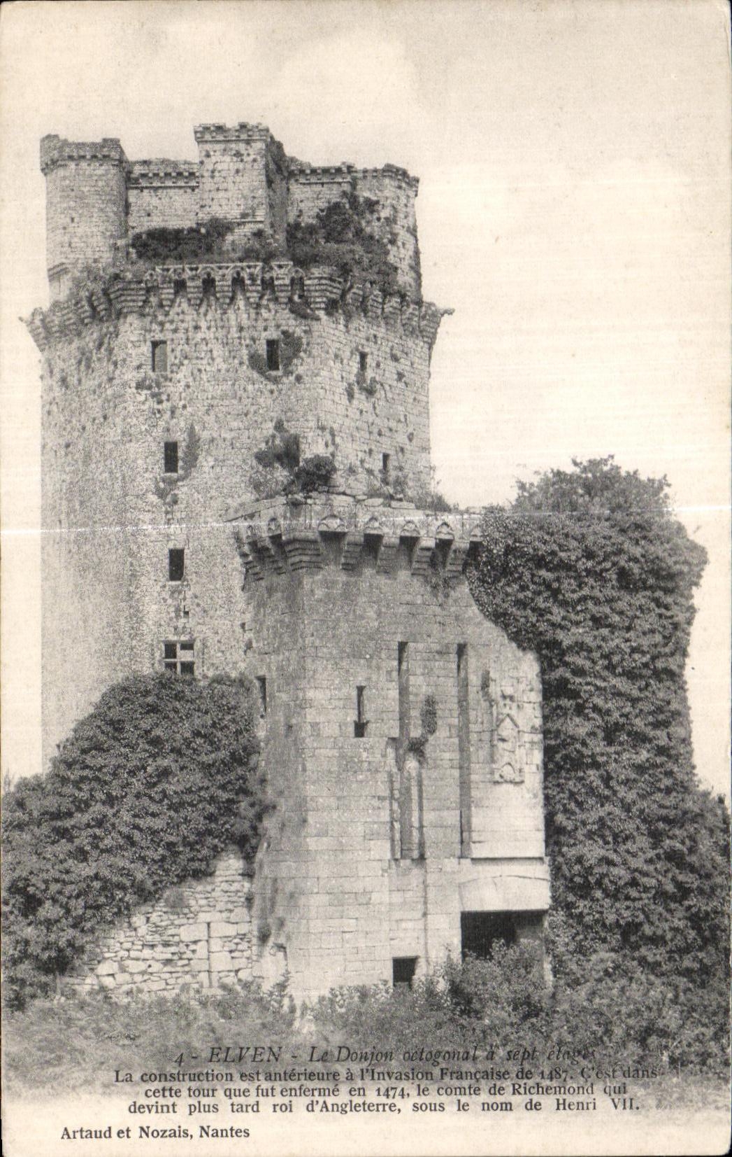 CPA Elven Le Donjon La construction est anterieure a I Invasion Francaise de