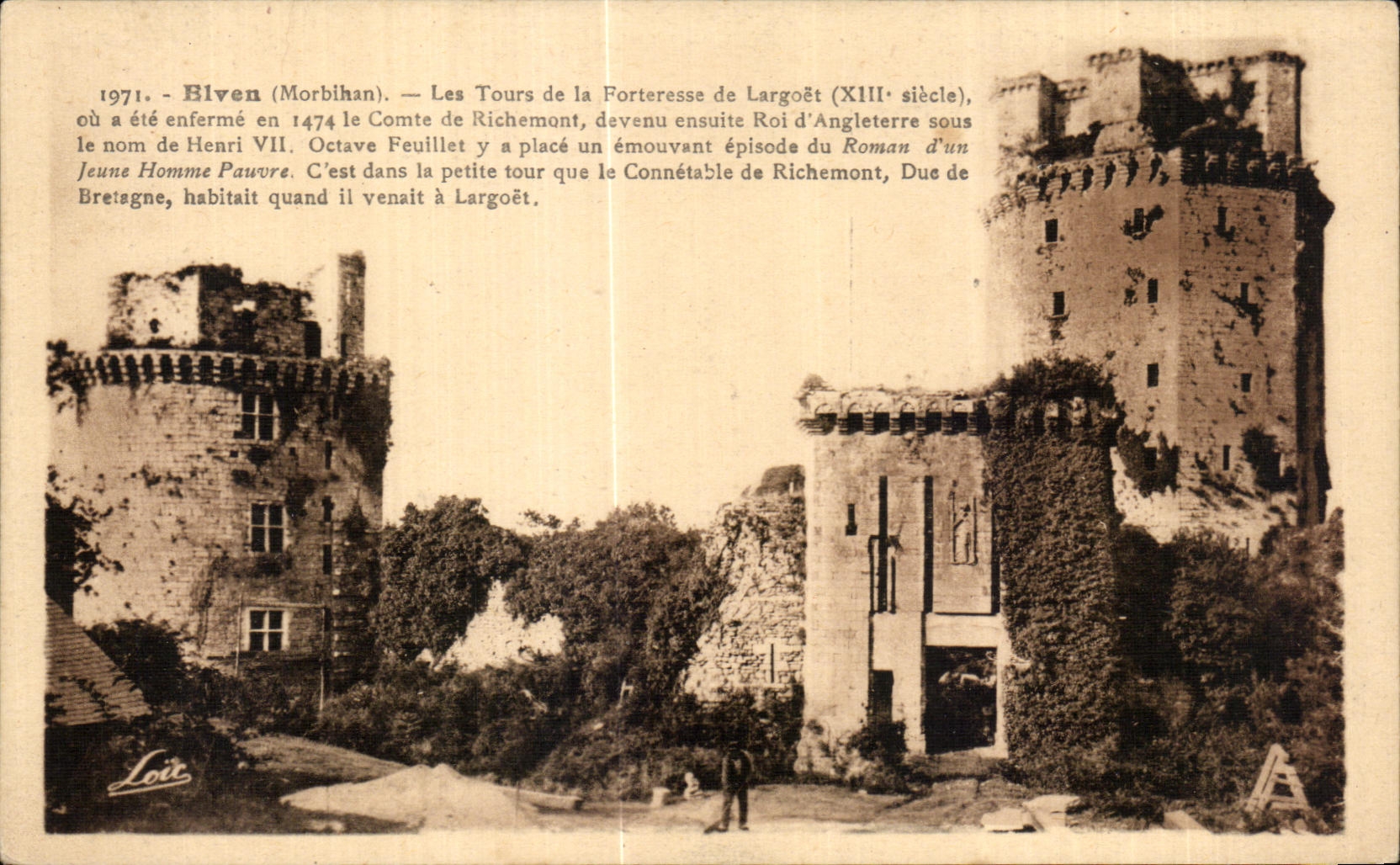 CPA Elven (Morbihan) Les Tours de la Forteresse de Largoet (XIII siecle) ou a ete enferme