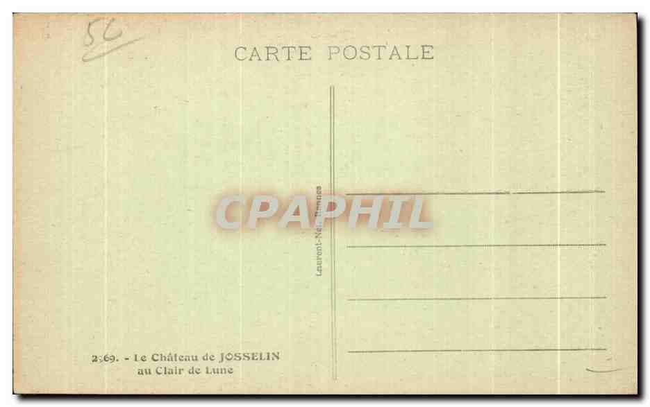 CPA Le Chateau de Josselin au Clair de Lune — Rückseite