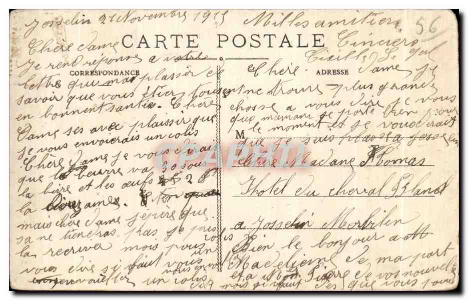 CPA Josselin Vue d ensemble du Chateau appartenant a I illustre Maison de Roban — Rückseite