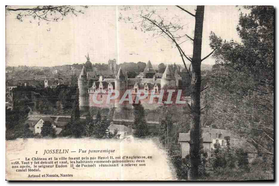 CPA Josselin Vue panoramique Le Chateau et la ville furent pris par Henri roi d Angleterre en Tout fut