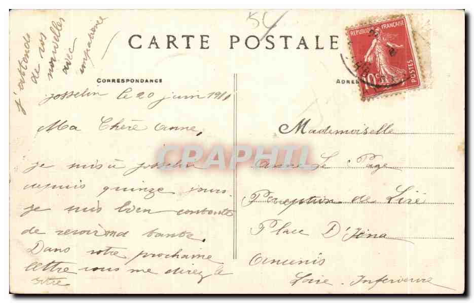 CPA Chateau de Josselin Le Poits — Verso