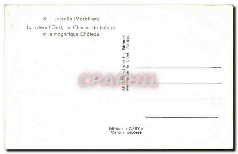 Josselin (Morbihan) — La rivière l'Oust, le chemin de halage et le magnifique Château — Éditions Gaby — Rückseite