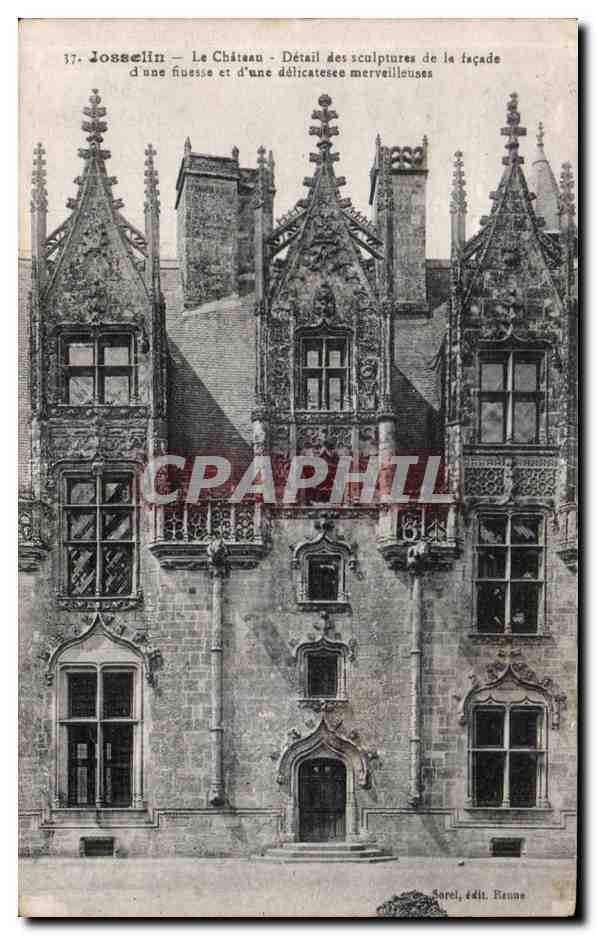 CPA Josselin Le Chateau Detail des sculptures de la facade d une fivesse