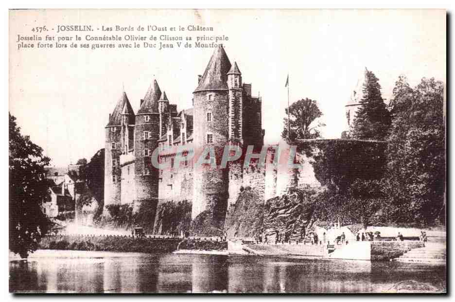 CPA Josselin Les Bords de I Oust et le Chateau Josselin fut pour le Connetable Olivier de Clisson sa principale