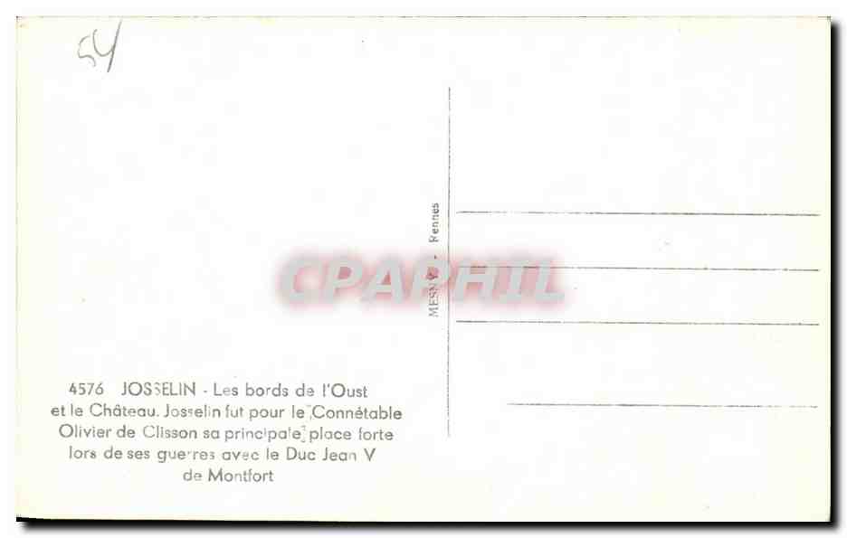 Josselin — Les bords de l'Oust et le Château — éditeur Loïc — Reverso