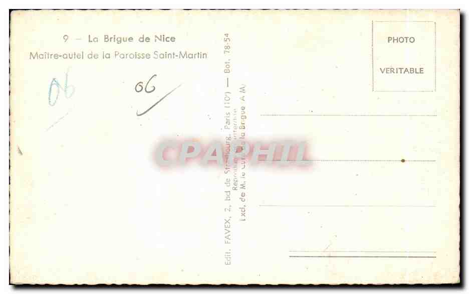 CPA La Brigue de Nice Maitre autel de la Paroisse Saint Martin — Rückseite