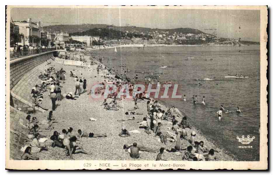 CPA Nice La Plage et le Mont Boron