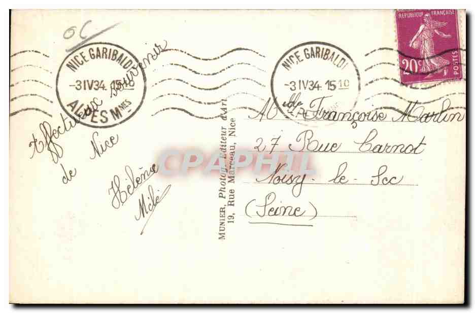 CPA Nice Promenade des Anglais Hotel Ruhl — Verso