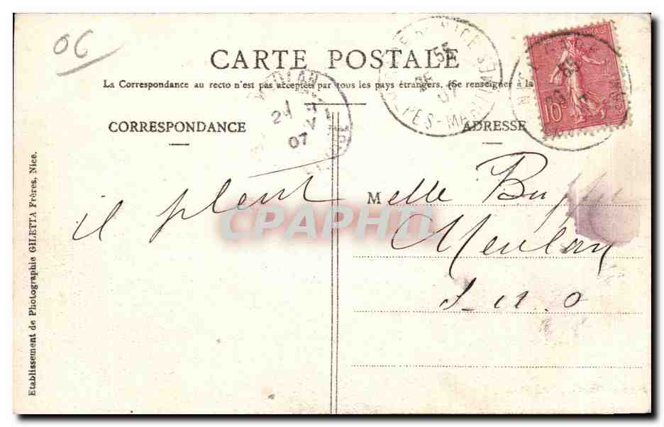 CPA Collection Artistique Nice Vue generale prise du Mont Boron — Verso