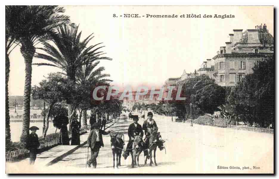CPA Nice Promenade et Hotel des Anglais Ane Donkey Enfants
