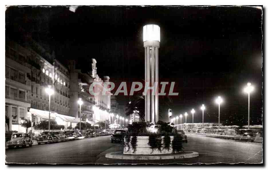 CPA La Cote D Azur Nice La Nuit Promenade des Anglais