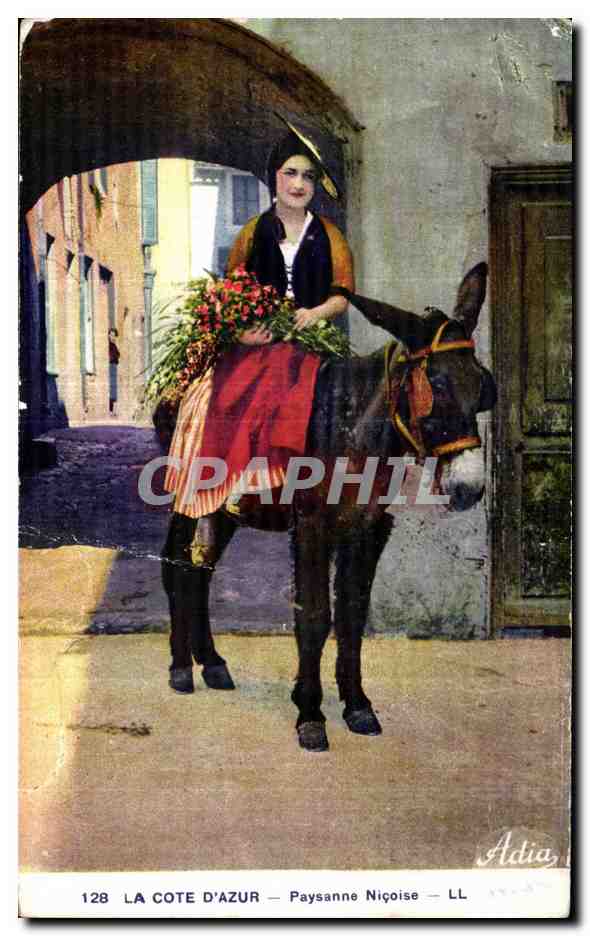 CPA La Cote D Azur Paysanne Nicoise Ane Donkey Nice