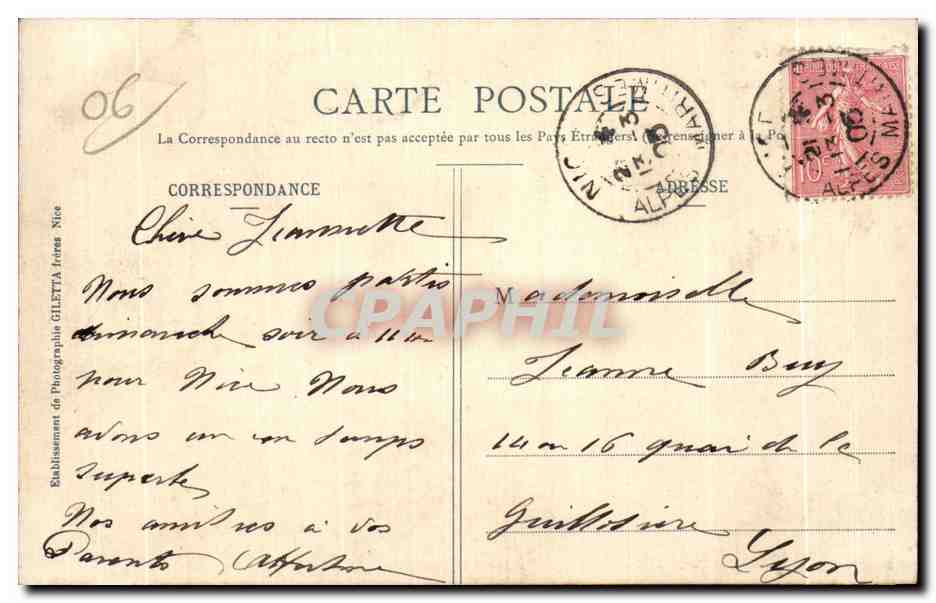 CPA Nice en Fete Palais de Carnaval sur la Place Massena — Rückseite