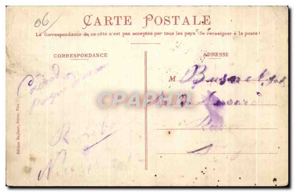CPA Nice Avenne Massena Enfants — Rückseite