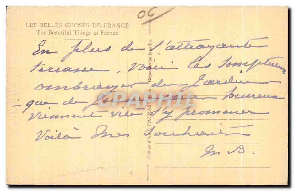 CPA Nice Une allee du jardin du Grand Hotel  — Verso