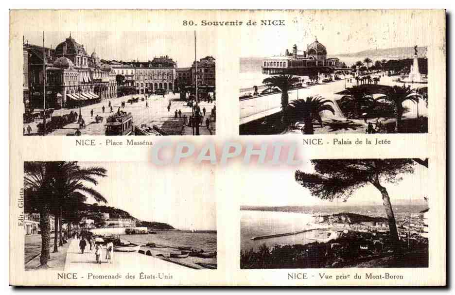 CPA Nice Place Massena palais de la jetee Promenade des Etats Unis Mont Boron 