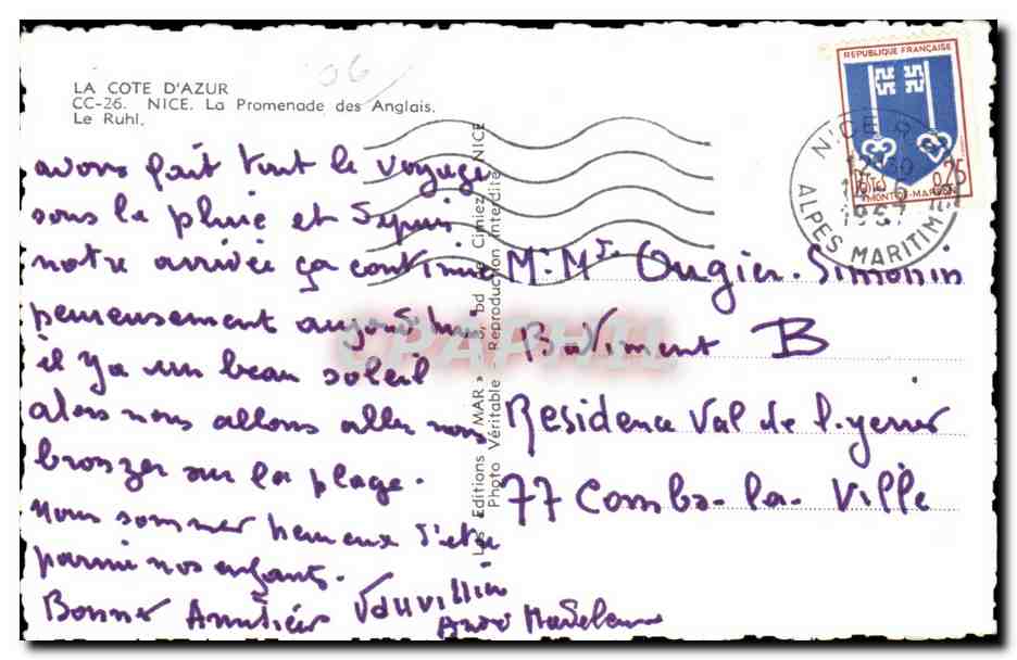CPA Nice La Promenode des Anglais Le Ruhi — Verso
