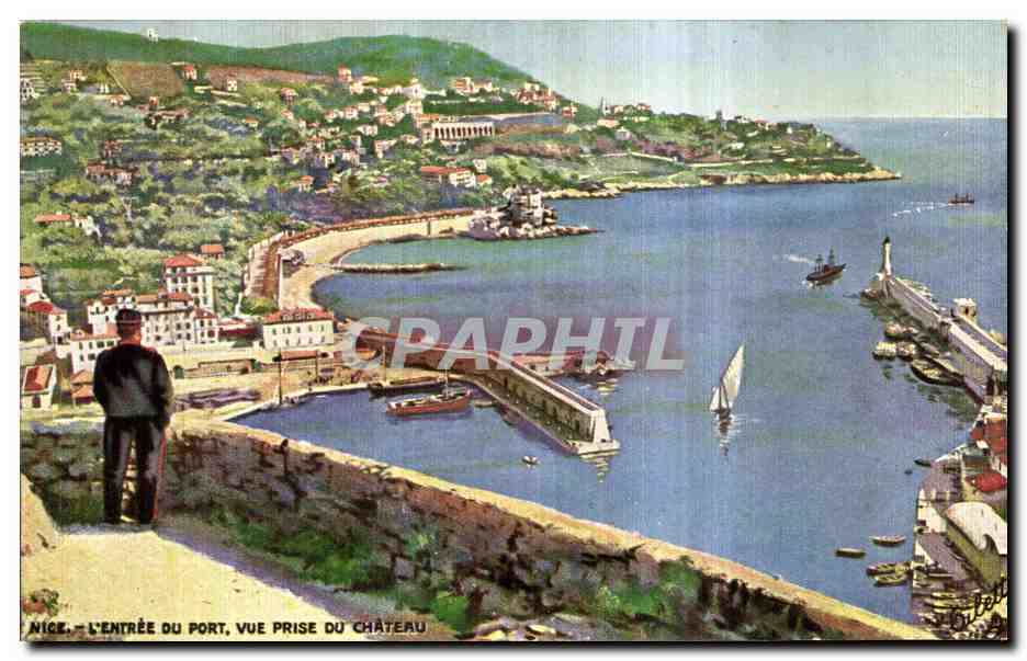 CPA Nice L Entree Du Port Vue Prise Du Chateau