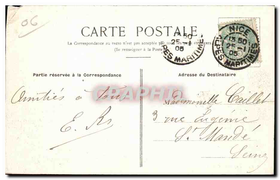 CPA Nice Le quai du Midi et les Ponchettes — Rückseite