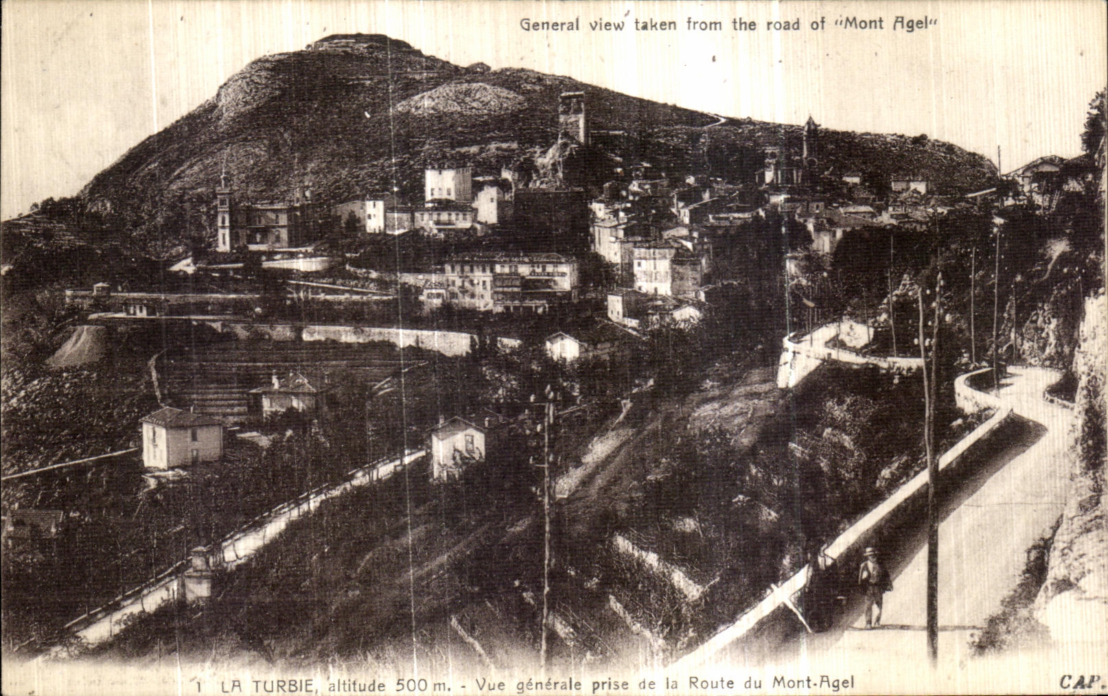 CPA La Turbie Vue generale prise de la Route du Mont Agel