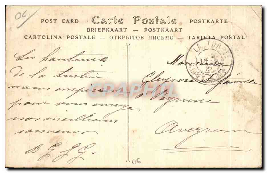 CPA Vue sur La Turbie et la Principaute de Monaco prise du Mont Bataille — Verso