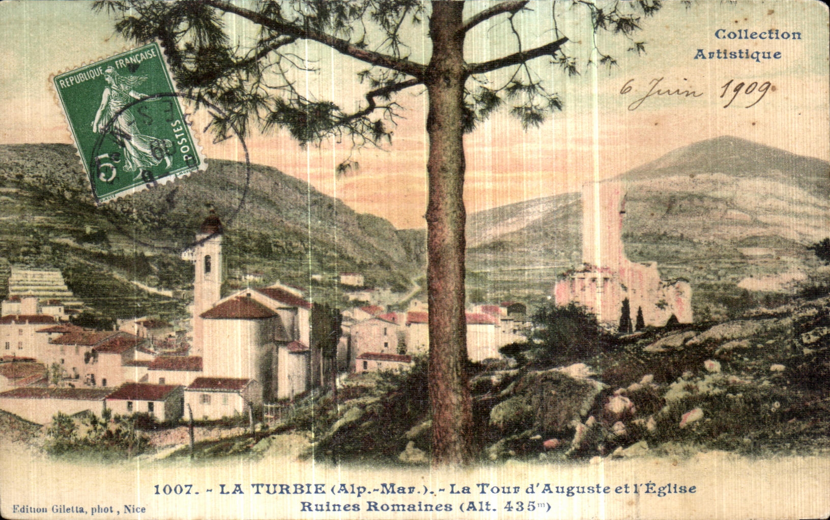 CPA La Turbie La Tour d Auguste et l eglise Ruines romaines 