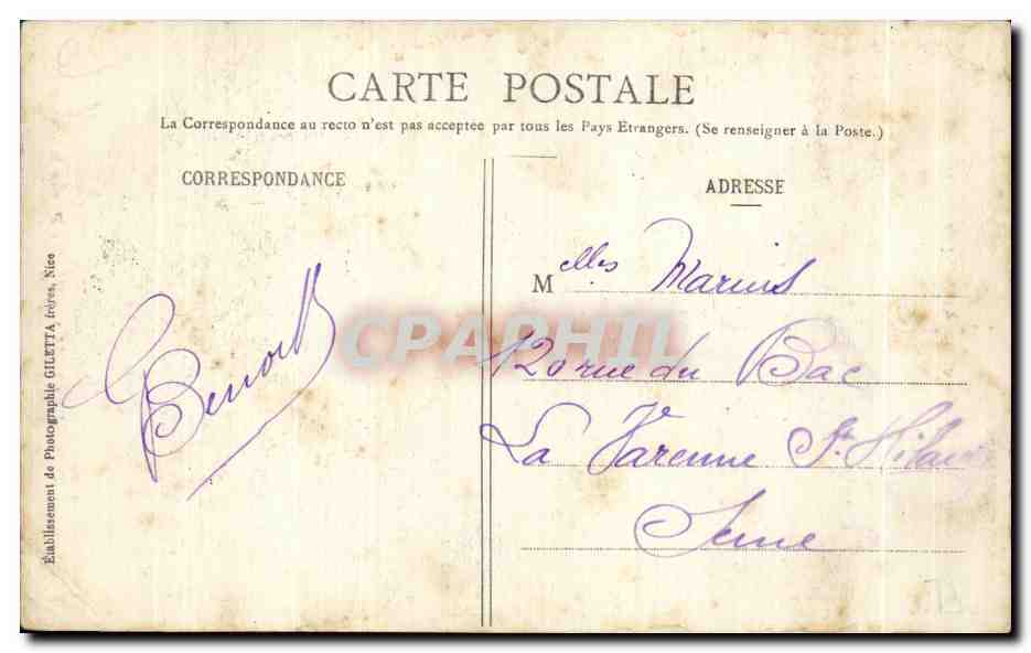 CPA La Turbie Vieille Porte Romaine — Verso