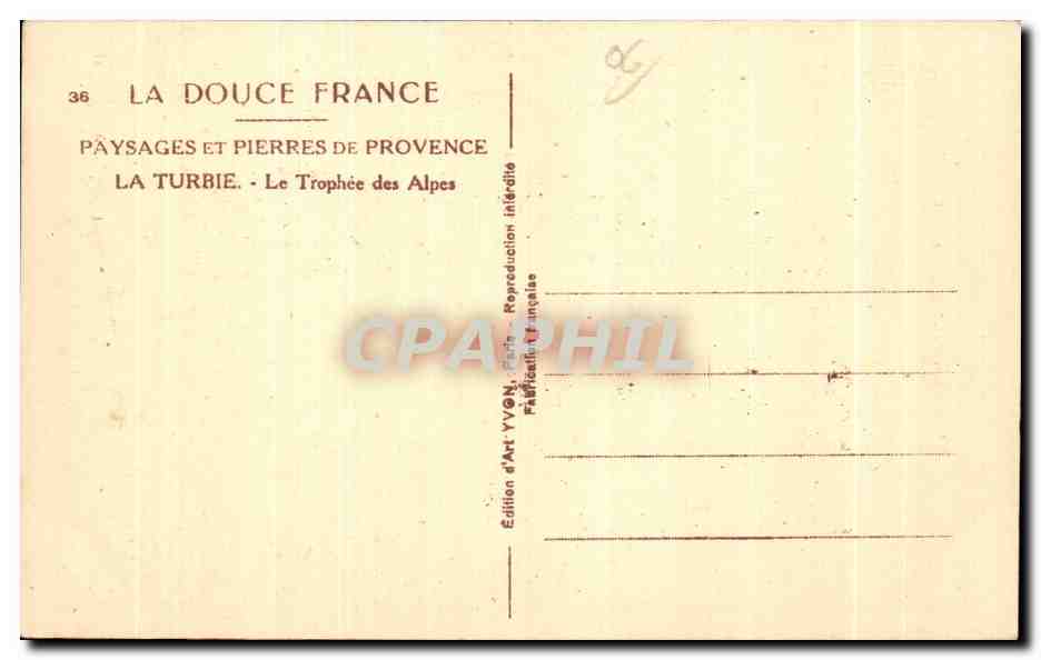 CPA La Douce France Paysages et Pierres De Provence La Turbie Le TRo — Rückseite