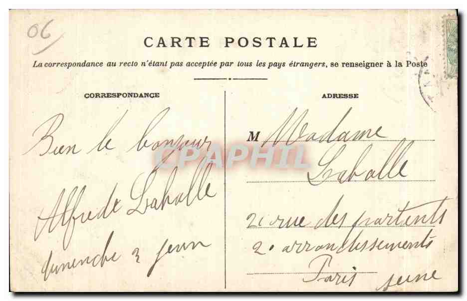 CPA La Turbie Rue du Portall — Rückseite