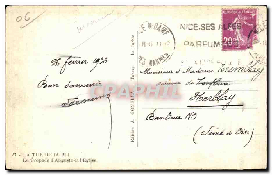 CPA La Turbie Le Trophee d Auguste et l eglise — Verso