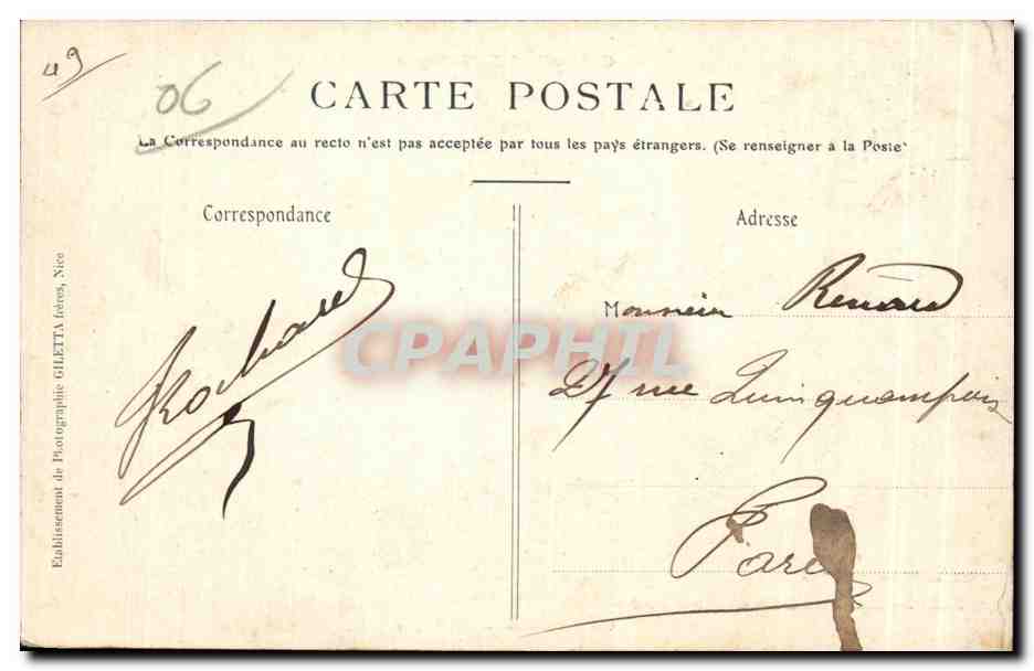 CPA La Turbie Le Righi d Hiver et vue sur la principaute de Monaco  — Rückseite