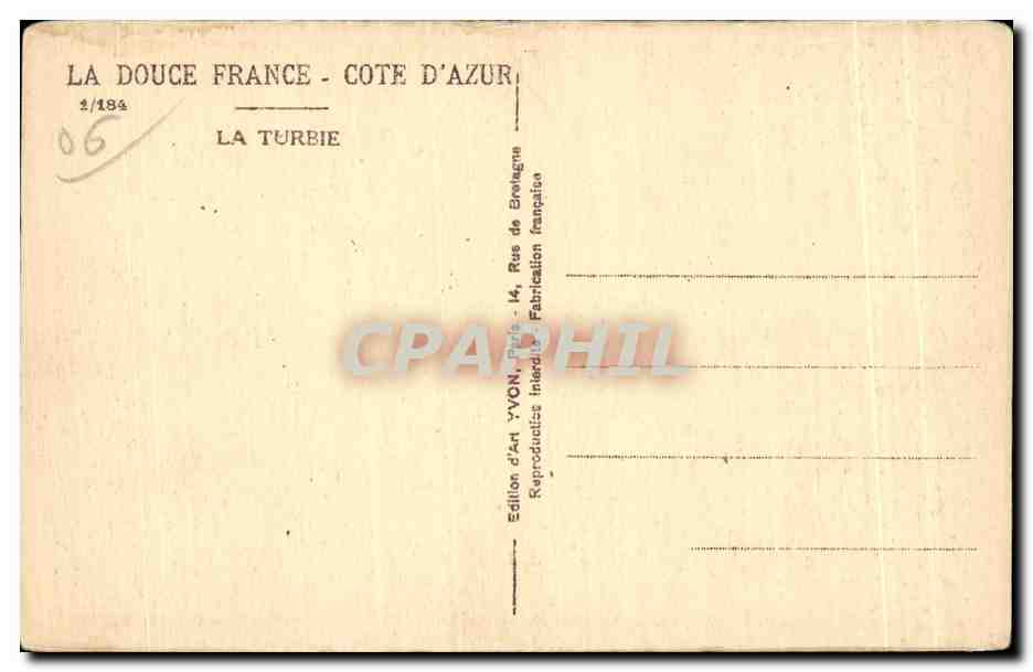 CPA La Douce France Cote D Azur La Turbie — Verso