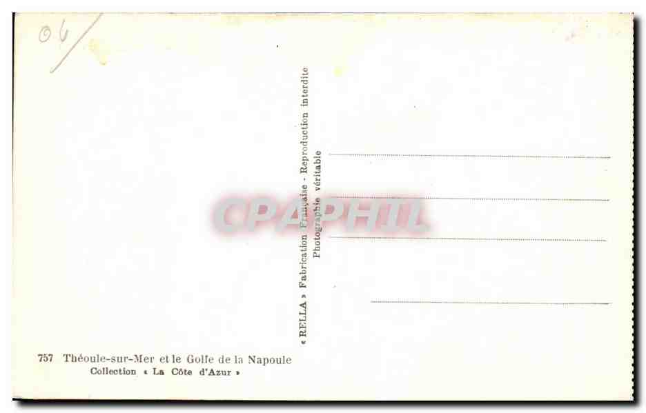 CPA Theoule sur Mer et le Golfe de la Napoule Collection la Cote d Azur — Rückseite