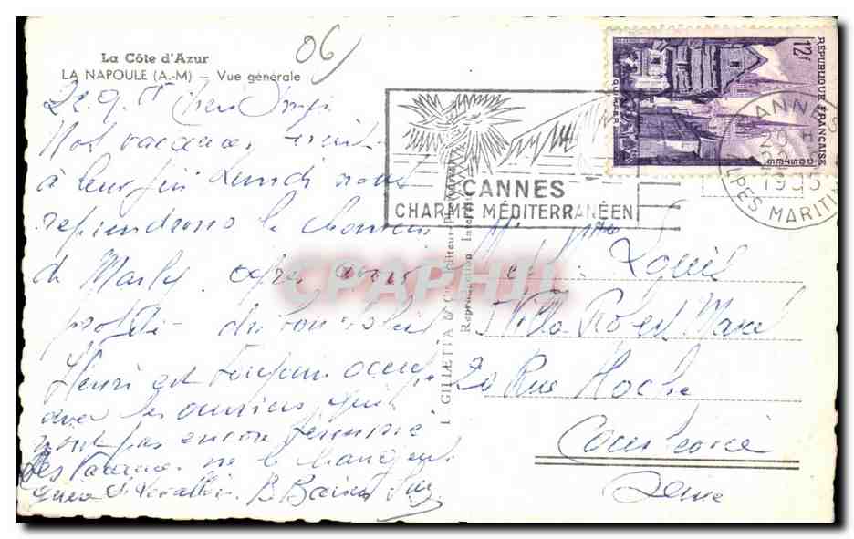CPA La Cote d Azur La Napoule Vue generale — Rückseite