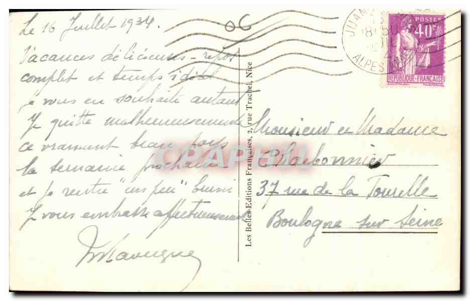 CPA Juan Les Pins La Pinede et l escadre — Rückseite