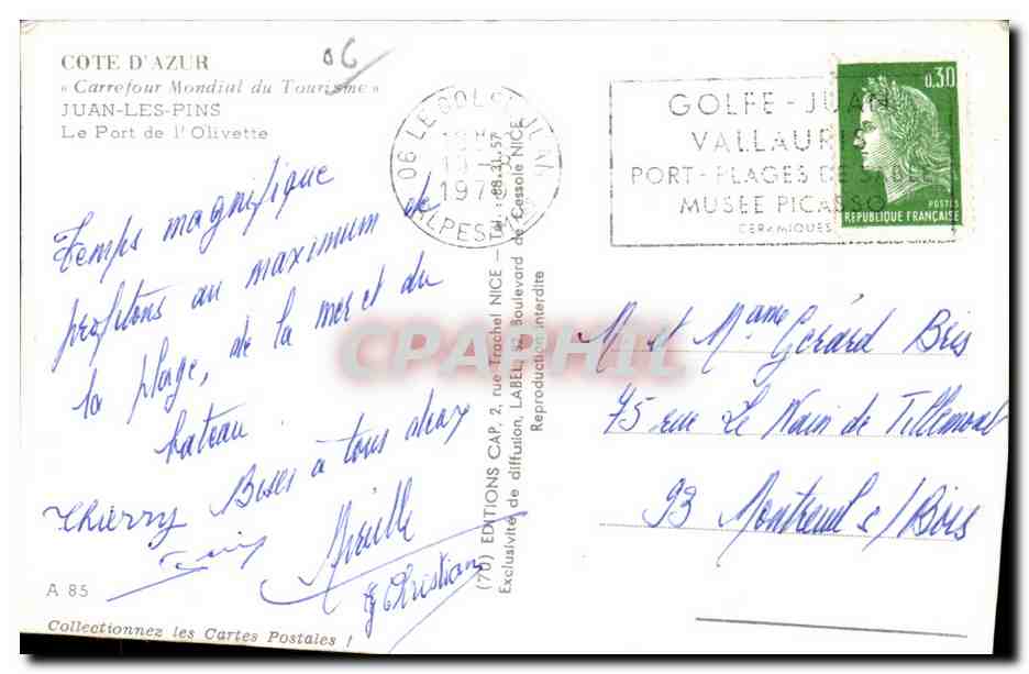 CPA Cote D Azur Juan les Pins Femme en maillot de bain — Rückseite